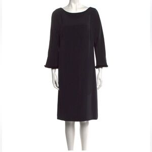 Escada silk knee length fur trim dress 34/4 Small
